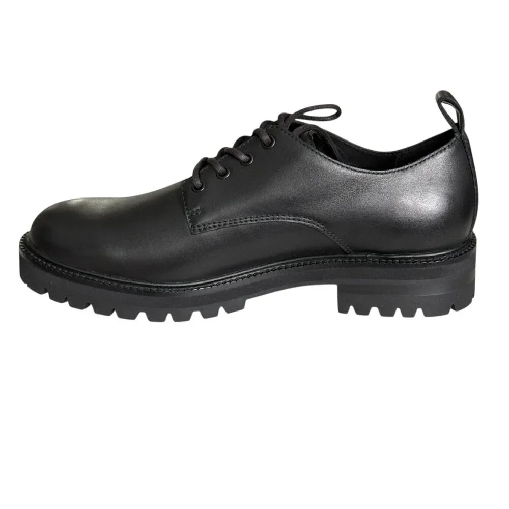 Versace 1014646 Men's Black 100% Leather Small Gold‎ Logo Medusa Derby Shoes, 44